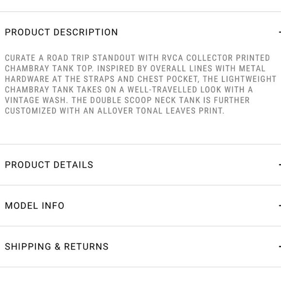 RVCA PALM LEAVES CHAMBRAY TANK ROAD TRIP LIMITED EDITION TANK LARGE - Picture 6 of 16